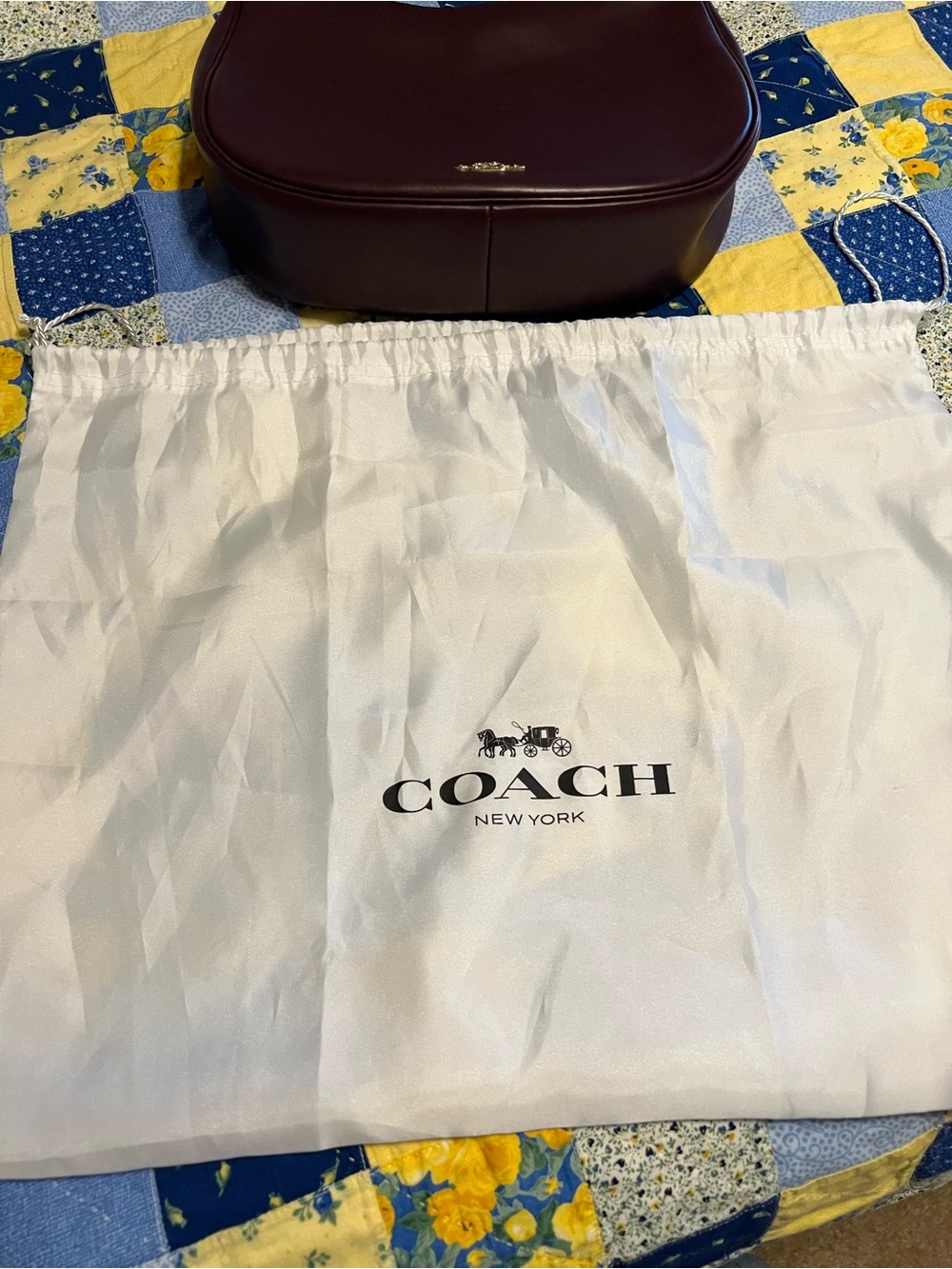 Coach Deep Burgundy Leather Hobo with Gold Hardware - Picture 14 of 14